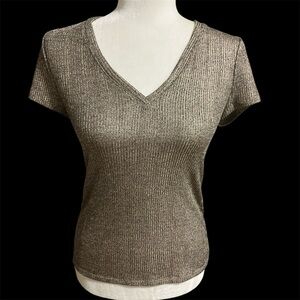 White House Black Market Metallic Short Sleeve Top